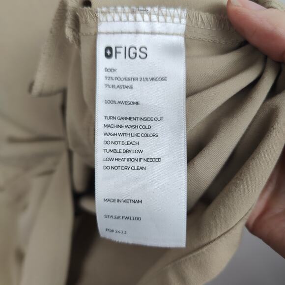 Figs Casma Scrub Top Womens XS Sandstone Tan V-Neck Pockets Short Sleeve 80 - Picture 4 of 7